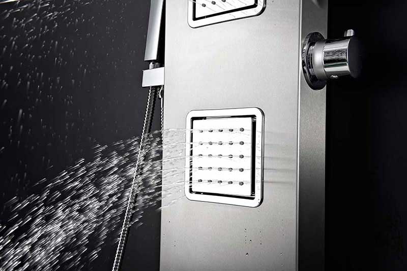 Anzzi MESA Series 64 in. Full Body Shower Panel System with Heavy Rain Shower and Spray Wand in Brushed Steel 8