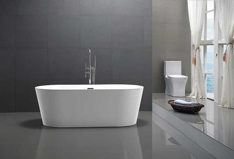 Anzzi Chand Series 5.58 ft. Freestanding Bathtub in White FT-AZ098 3
