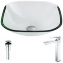 Anzzi Cadenza Series Deco-Glass Vessel Sink in Lustrous Clear with Enti Faucet in Chrome