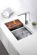 Anzzi Aegis Undermount Stainless Steel 32.75 in. 0-Hole 50/50 Double Bowl Kitchen Sink with Cutting Board and Colander K-AZ3219-2Ac 3