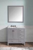 Anzzi Chateau 36 in. W x 22 in. D Vanity in Gray with Marble Vanity Top in Carrara White with White Basin and Mirror 4