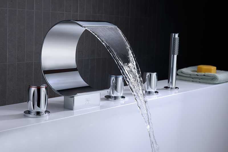 Anzzi Ribbon 3-Handle Deck-Mount Roman Tub Faucet in Chrome FR-AZ048CH 3