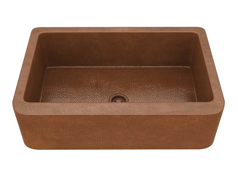Anzzi Olive Farmhouse Handmade Copper 33 in. 0-Hole Single Bowl Kitchen Sink in Hammered Antique Copper K-AZ252