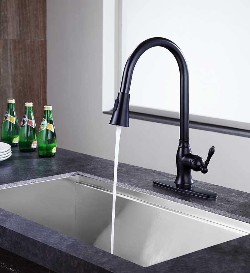 Anzzi Rodeo Single-Handle Pull-Out Sprayer Kitchen Faucet in Oil Rubbed Bronze KF-AZ214ORB 12
