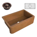 Anzzi Cyprus Farmhouse Handmade Copper 33 in. 0-Hole Single Bowl Kitchen Sink in Polished Antique Copper SK-018