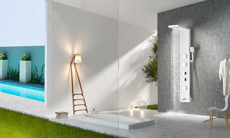 Anzzi VEGA Series 56 in. Full Body Shower Panel System with Heavy Rain Shower and Spray Wand in White 3