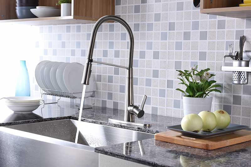 Anzzi Apollo Single Handle Pull-Down Sprayer Kitchen Faucet in Brushed Nickel KF-AZ188BN 10