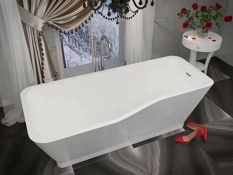 Anzzi Salva 68.8 in. One Piece Acrylic Freestanding Bathtub in Glossy White 2