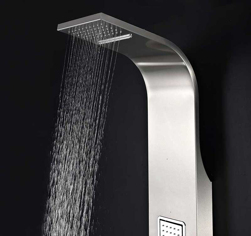 Anzzi MESA Series 64 in. Full Body Shower Panel System with Heavy Rain Shower and Spray Wand in Brushed Steel 6
