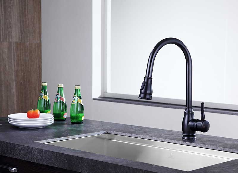 Anzzi Bell Single-Handle Pull-Out Sprayer Kitchen Faucet in Oil Rubbed Bronze KF-AZ215ORB 3