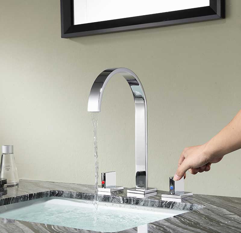 Anzzi Sabre 8 in. Widespread 2-Handle High-Arc Bathroom Faucet in Polished Chrome L-AZ183CH 4