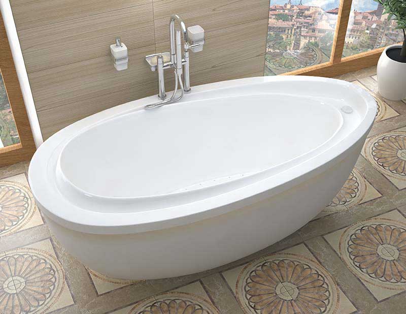 Venzi Tullia 38 x 71 x 20 Oval Freestanding Air Jetted Bathtub with Reversible Drain By Atlantis