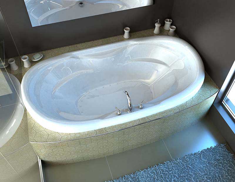 Venzi Aline Waterfall 41 x 70 Oval Air Jetted Bathtub with Center Drain By Atlantis