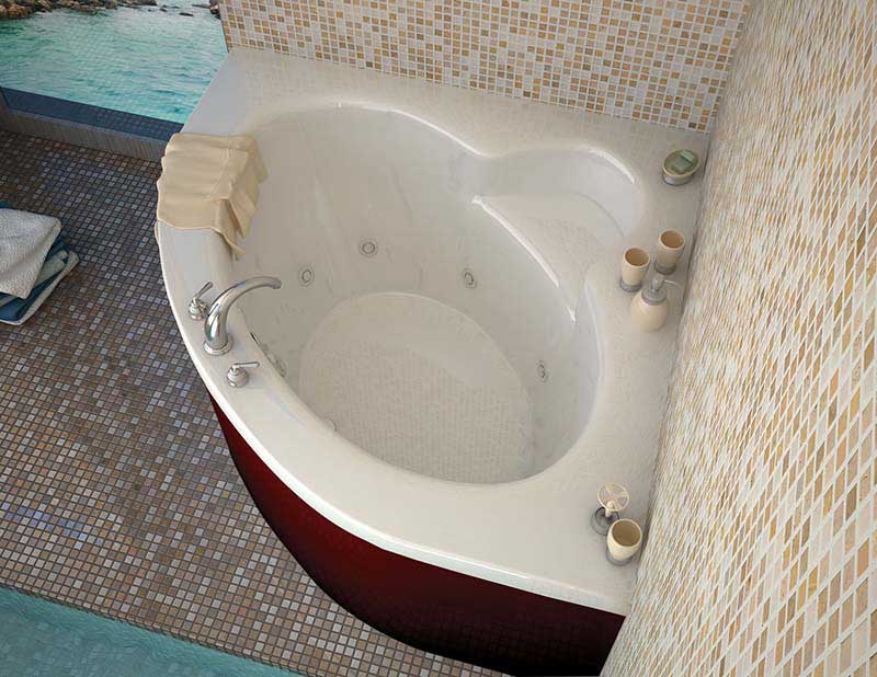 Venzi Esta 60 x 60 Corner Whirlpool Jetted Bathtub with Center Drain By Atlantis