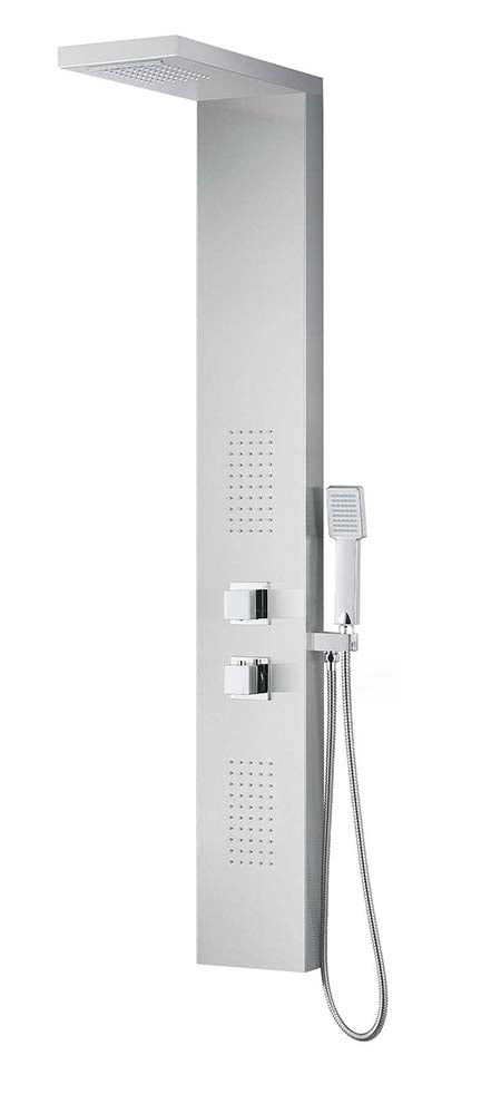 Anzzi Govenor 64 in. Full Body Shower Panel with Heavy Rain Shower and Spray Wand in Brushed Steel SP-AZ8093