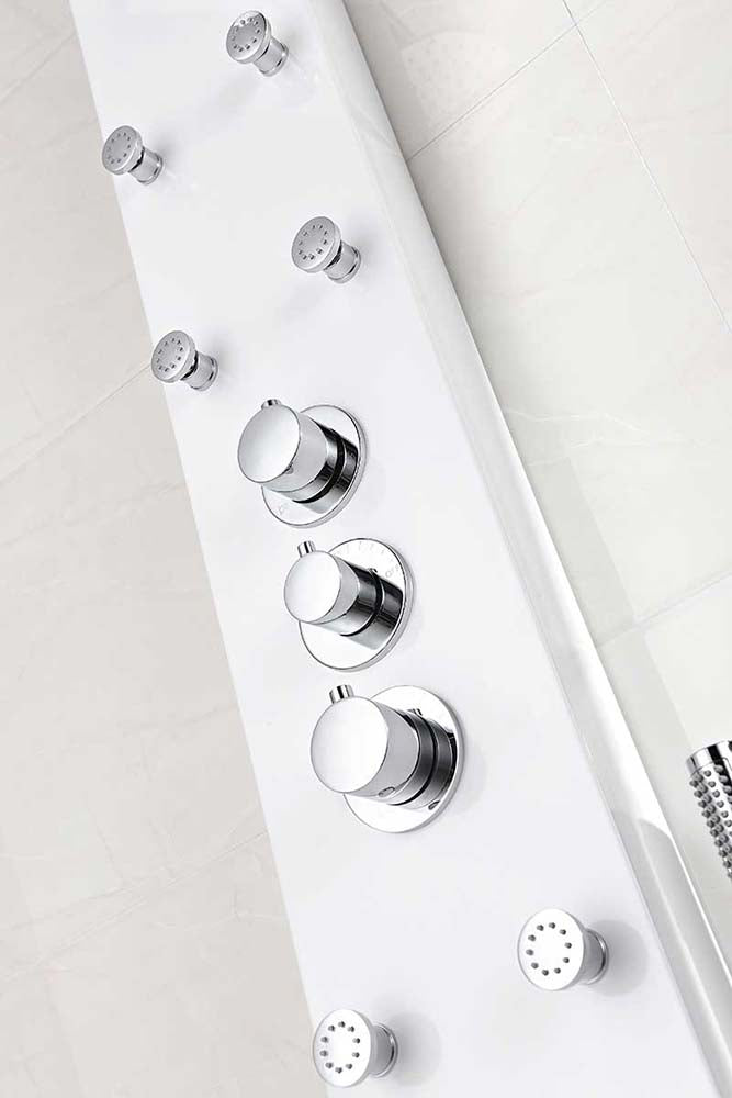 Anzzi Panther 60 in. 6-Jetted Full Body Shower Panel with Heavy Rain Shower and Spray Wand in White SP-AZ8088 20