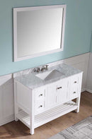 Anzzi Montaigne 48 in. W x 22 in. D Vanity in White with Marble Vanity Top in Carrara White with White Basin and Mirror 3