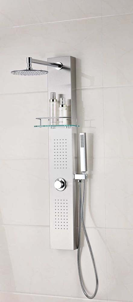 Anzzi Coastal 44 in. Full Body Shower Panel with Heavy Rain Shower and Spray Wand in Brushed Steel SP-AZ075 3