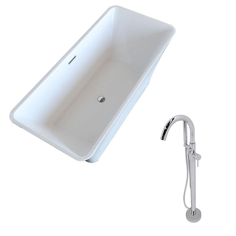Anzzi Arden 5.5 ft. Acrylic Freestanding Non-Whirlpool Bathtub in White and Kros Series Faucet in Chrome