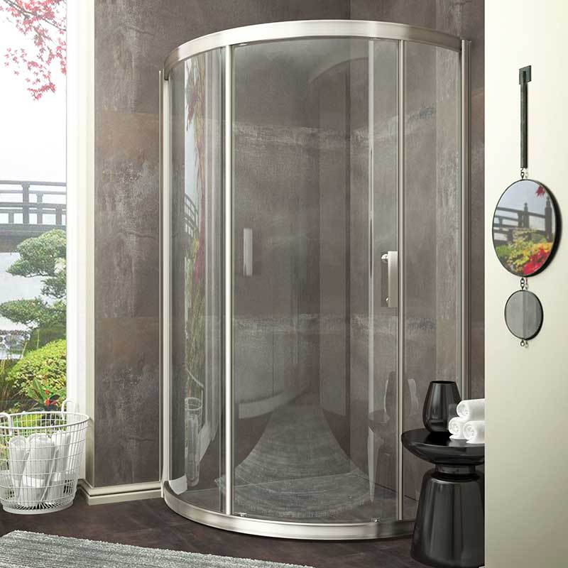 Anzzi Baron Series 39 in. x 74.75 in. Framed Sliding Shower Door in Brushed Nickel SD-AZ01-01BN