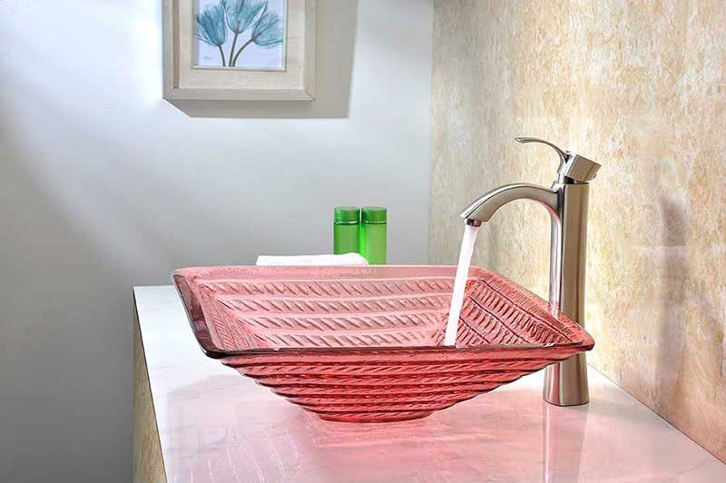 Anzzi Ritmo Series Deco-Glass Vessel Sink in Lustrous Translucent Red 6