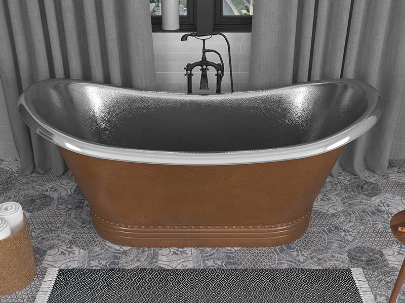 Anzzi Ionian 67 in. Handmade Copper Double Slipper Flatbottom Non-Whirlpool Bathtub in Hammered Antique Copper BT-005 3
