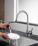 Anzzi Bell Single-Handle Pull-Out Sprayer Kitchen Faucet in Brushed Nickel KF-AZ215BN 8