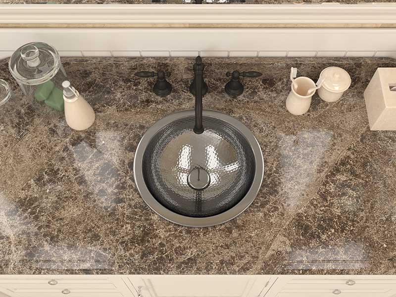 Anzzi Celestial 14 in. Handmade Drop-in Oval Bathroom Sink with Overflow in Hammered Nickel LS-AZ333 4