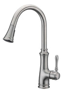 Anzzi Luna Single Handle Pull-Down Sprayer Kitchen Faucet in Brushed Nickel KF-AZ1131BN