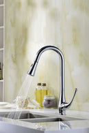 Anzzi Singer Pull Down Single Handle Kitchen Faucet in Polished Chrome 4