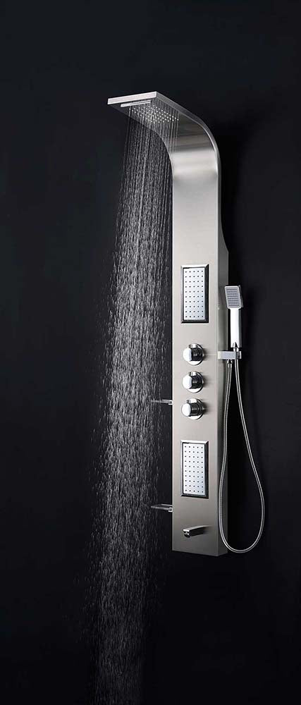Anzzi Mesmer 58 in. Full Body Shower Panel with Heavy Rain Shower and Spray Wand in Brushed Steel SP-AZ8094 7