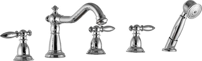 Anzzi Patriarch 2-Handle Deck-Mount Roman Tub Faucet with Handheld Sprayer in Polished Chrome FR-AZ091CH