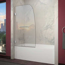 Anzzi GRAND Series 34 in. by 58 in. Frameless Hinged tub door in Chrome