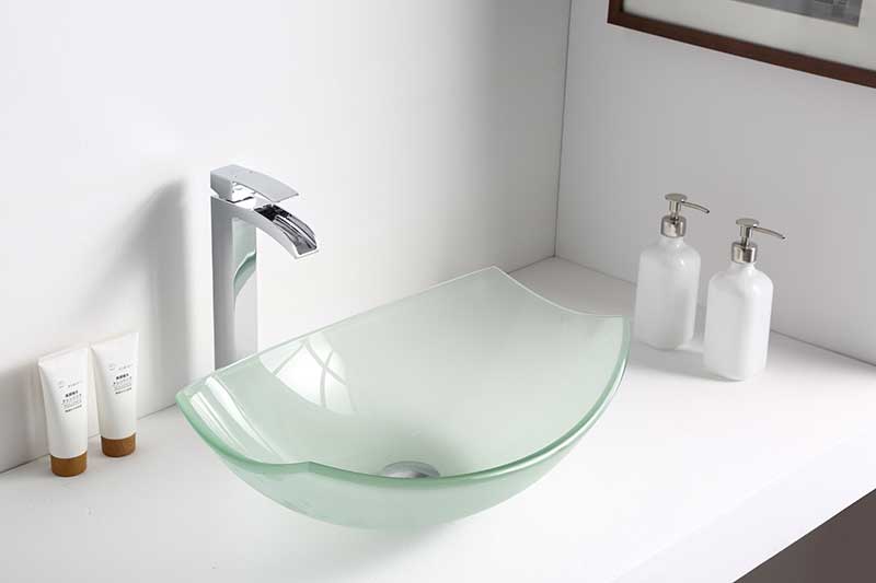 Anzzi Magician Series Deco-Glass Vessel Sink in Lustrous Frosted LS-AZ8127 5