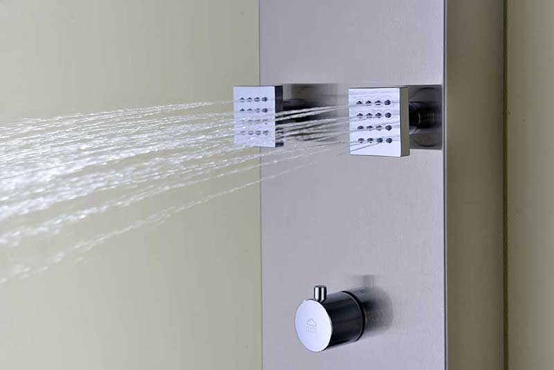 Anzzi Echo 63.5 in. 4-Jetted Full Body Shower Panel with Heavy Rain Shower and Spray Wand in Brushed Stainless Steel 5