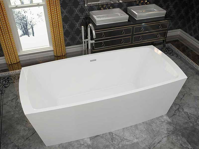 Anzzi Arthur 67 in. One Piece Acrylic Freestanding Bathtub in Glossy White 2