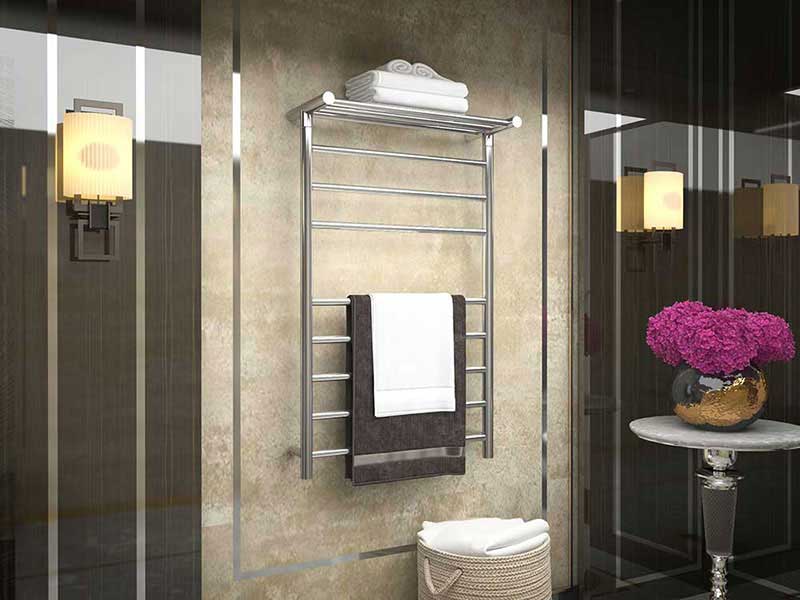 Anzzi Eve 8-Bar Stainless Steel Wall Mounted Electric Towel Warmer Rack in Polished Chrome  2
