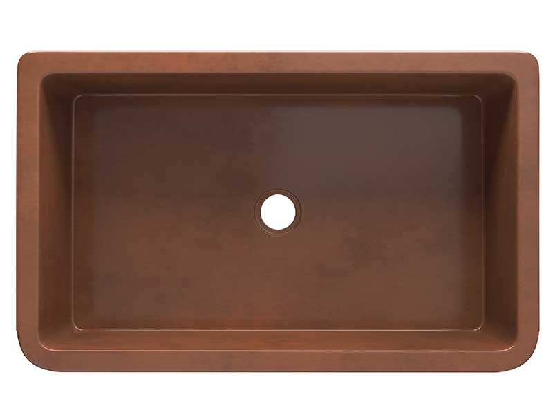 Anzzi Mytilene Farmhouse Handmade Copper 36 in. 0-Hole Single Bowl Kitchen Sink with Floral Design Panel in Polished Antique Copper SK-005 6