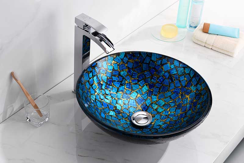 Anzzi Mosaic Series Vessel Sink in Blue/Gold Mosaic LS-AZ198 4