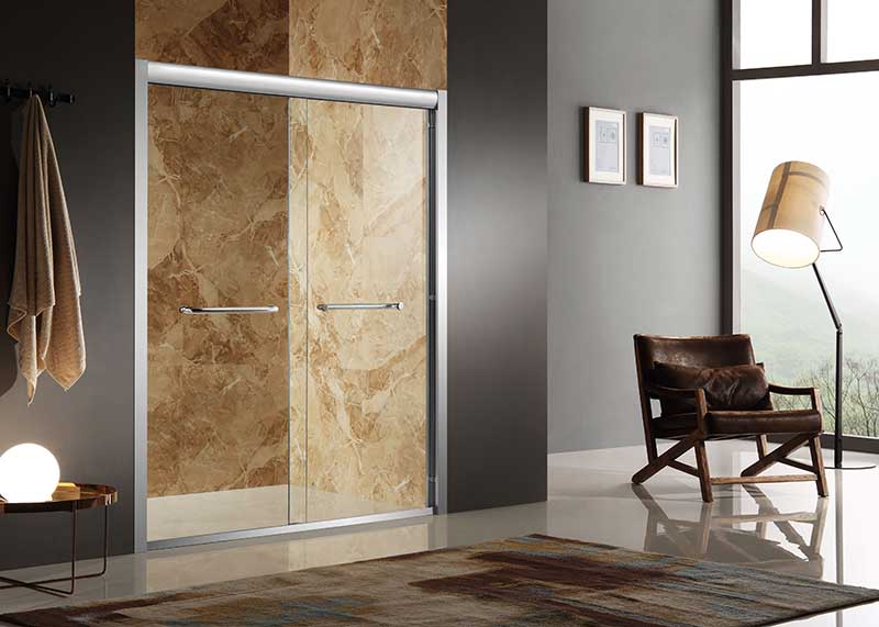 Anzzi Pharaoh 48 in. x 72 in. Framed Sliding Shower Door in Brushed Finish with Handle SD-AZ01BBH-R 2