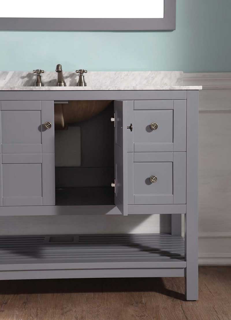 Anzzi Montaigne 48 in. W x 22 in. D Vanity in Gray with Marble Vanity Top in Carrara White with White Basin and Mirror 11
