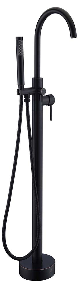 Anzzi Coral Series 2-Handle Freestanding Claw Foot Tub Faucet with Hand Shower in Matte Black FS-AZ0047BK