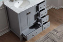 Anzzi Chateau 36 in. W x 22 in. D Vanity in Gray with Marble Vanity Top in Carrara White with White Basin and Mirror 5