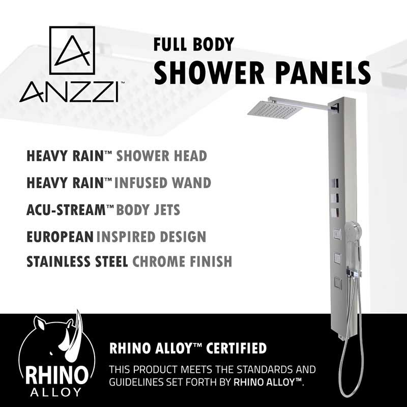 Anzzi Lann 53 in. 3-Jetted Full Body Shower Panel with Heavy Rain Showerhead and Spray Wand in Brushed Stainless Steel 3