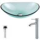 Anzzi Major Series Deco-Glass Vessel Sink in Lustrous Green with Fann Faucet in Chrome