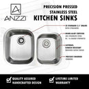 Anzzi MOORE Undermount Stainless Steel 32 in. Double Bowl Kitchen Sink and Faucet Set with Sails Faucet in Brushed Nickel 5