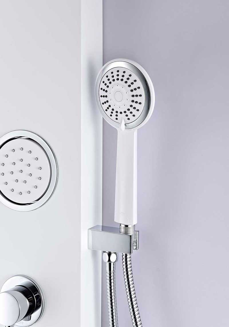 Anzzi Aquifer Series 56 in. Full Body Shower Panel System with Heavy Rain Shower and Spray Wand in White 4