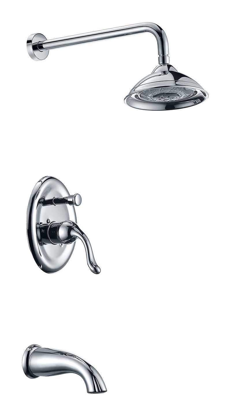 Anzzi Assai Series Single Handle Wall Mounted Showerhead and Bath Faucet Set in Polished Chrome