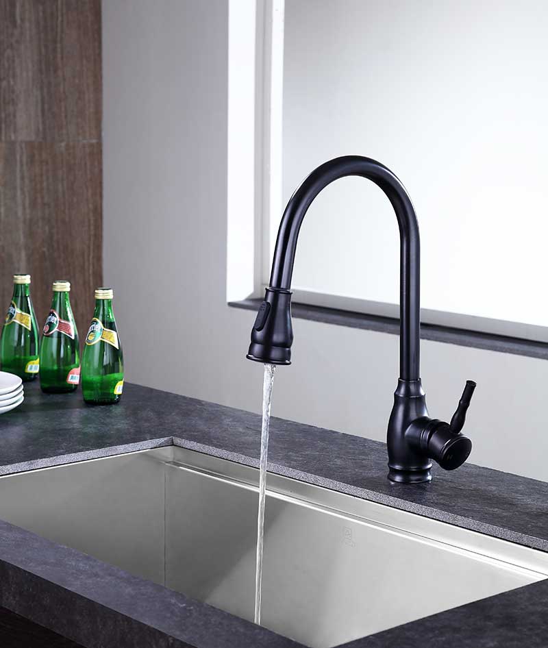 Anzzi Bell Single-Handle Pull-Out Sprayer Kitchen Faucet in Oil Rubbed Bronze KF-AZ215ORB 10