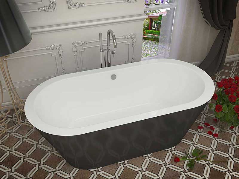 Anzzi Dualita 70 in. One Piece Acrylic Freestanding Bathtub in Glossy Black and White 2